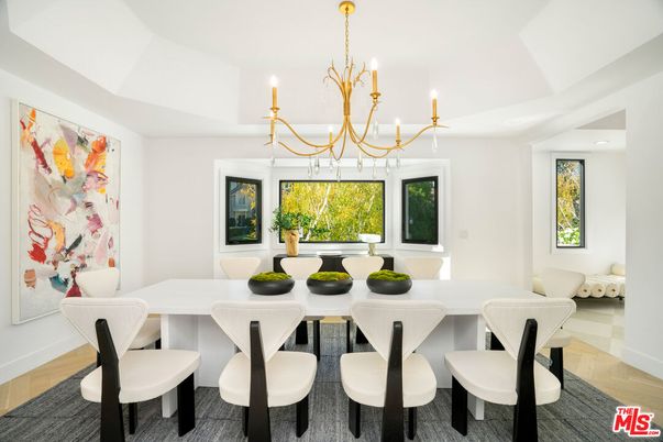Chandelier, Dining room, Interior, Wood Texture Flooring