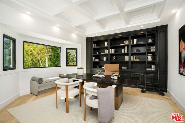Home Office, Interior, Recessed Lighting, Wood Texture Flooring