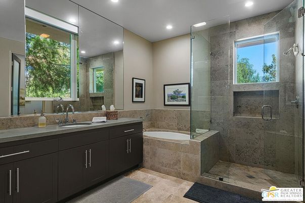 Bathroom, Dual Sink Vanities, Glass Shower, Interior, Recessed Lighting