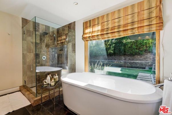 Bathroom, Free Standing Baths, Glass Shower, Interior, Recessed Lighting