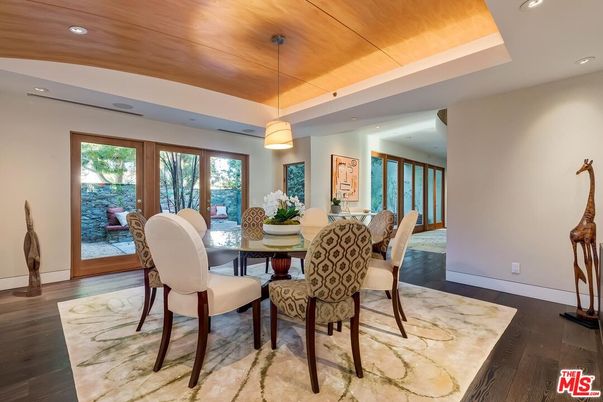 Dining room, Interior, Pendant Lights, Recessed Lighting, Wooden Ceilings, Wood Texture Flooring