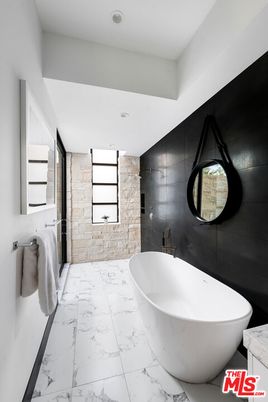 Bathroom, Free Standing Baths, Interior, Marble, Recessed Lighting