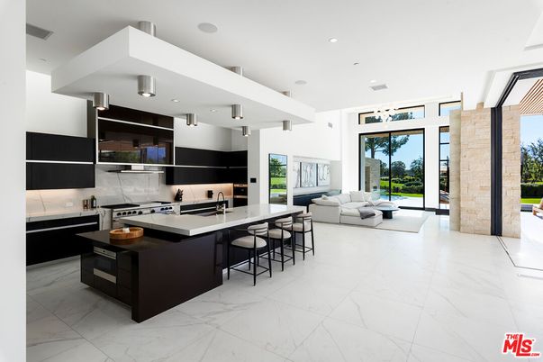 Interior, Kitchen, Living room, Marble, Recessed Lighting, Stainless Steel Appliances