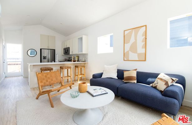 Interior, Kitchen, Living room, Recessed Lighting, Stainless Steel Appliances, Wood Texture Flooring
