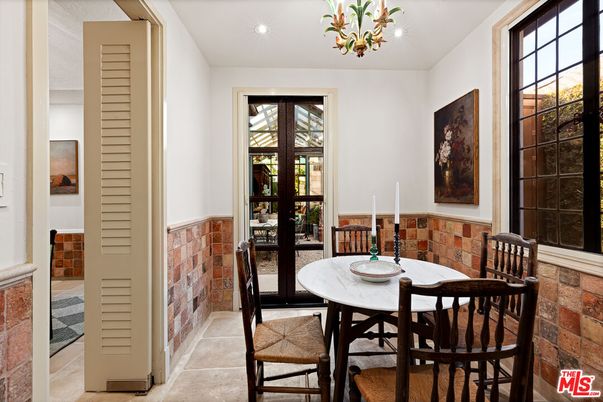Dining room, Interior, Recessed Lighting, Stone Walls