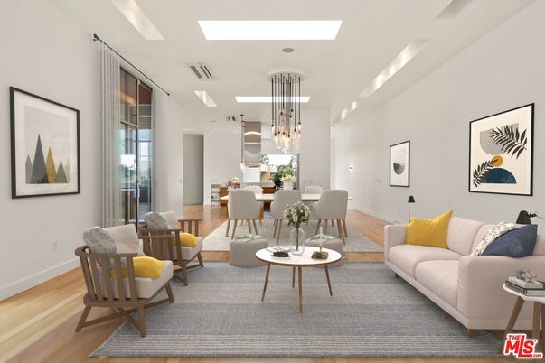 Dining room, Interior, Living room, Pendant Lights, Wood Texture Flooring