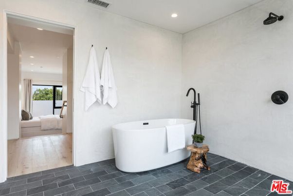 Bathroom, Bedroom, Free Standing Baths, Interior, Recessed Lighting, Wood Texture Flooring