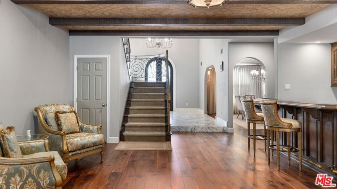 Chandelier, Interior, Wooden Beams, Wood Texture Flooring