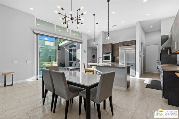 Dining room, Interior, Kitchen, Pendant Lights, Recessed Lighting, Stainless Steel Appliances