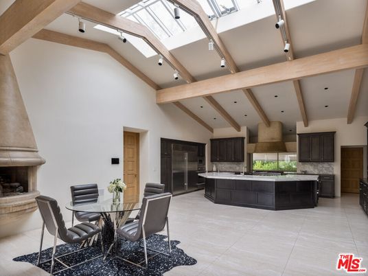 Dining room, Interior, Kitchen, Recessed Lighting, Stainless Steel Appliances, Wooden Beams