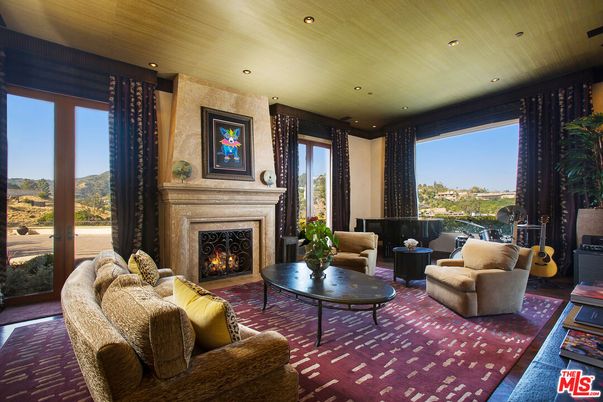 Fireplace, Interior, Living room, Recessed Lighting, Wooden Ceilings
