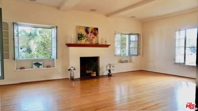 Empty room, Fireplace, Interior, Recessed Lighting, Wood Texture Flooring
