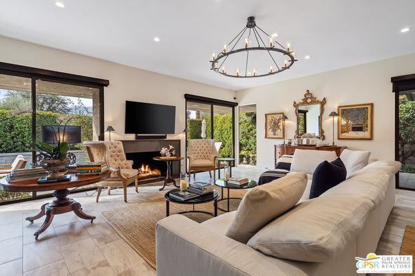 Chandelier, Fireplace, Interior, Living room, Recessed Lighting