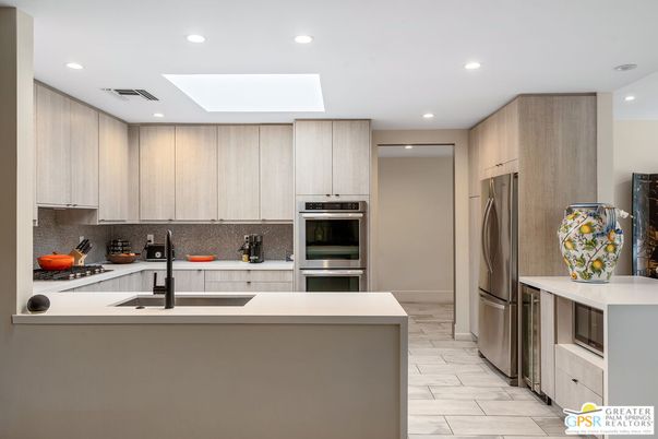 Interior, Kitchen, Marble, Recessed Lighting, Stainless Steel Appliances