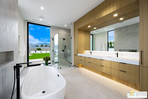 Bathroom, Dual Sink Vanities, Free Standing Baths, Glass Shower, Interior, Recessed Lighting