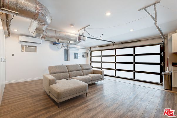 Garage, Interior, Recessed Lighting, Wood Texture Flooring