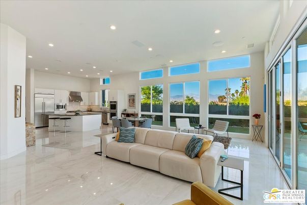Dining room, Interior, Kitchen, Living room, Marble, Recessed Lighting, Stainless Steel Appliances, Water