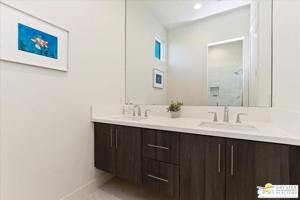 Bathroom, Dual Sink Vanities, Interior, Marble, Recessed Lighting