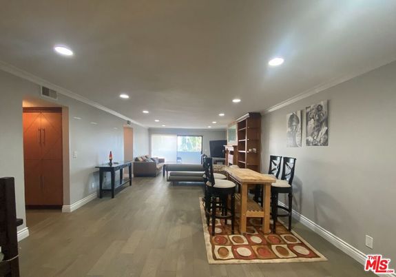 Dining room, Interior, Living room, Recessed Lighting, Wood Texture Flooring