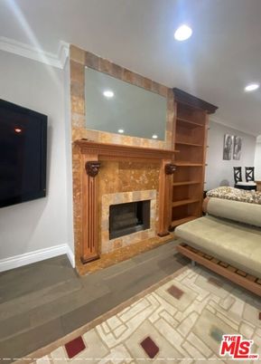 Fireplace, Interior, Recessed Lighting, Wood Texture Flooring