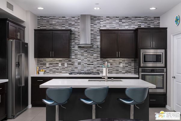 Interior, Kitchen, Recessed Lighting, Stainless Steel Appliances, Stone Walls