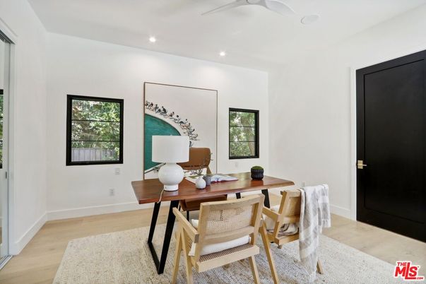 Home Office, Interior, Recessed Lighting, Wood Texture Flooring