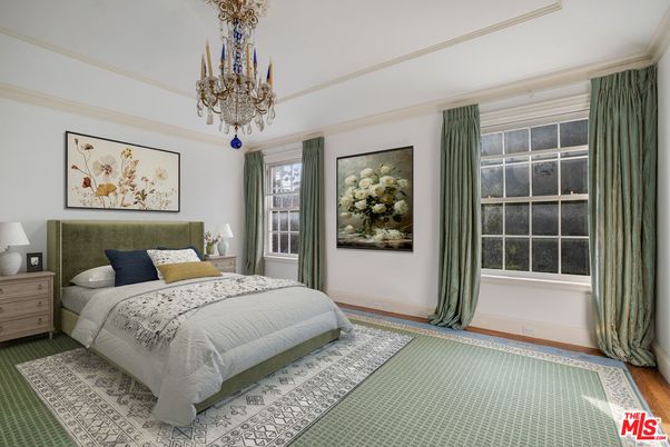 Bedroom, Chandelier, Interior, Wood Texture Flooring