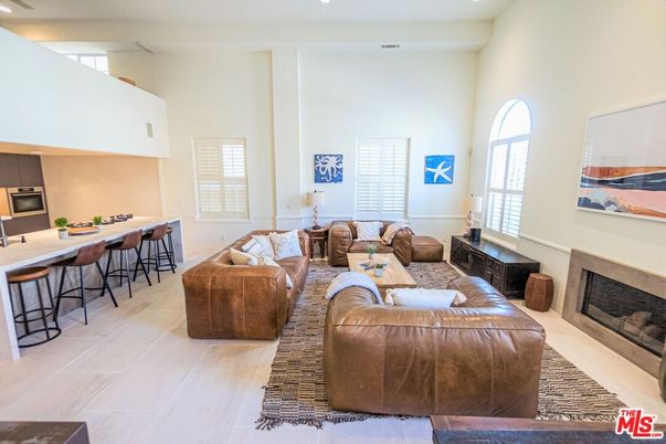 Fireplace, Interior, Kitchen, Living room, Recessed Lighting, Wood Texture Flooring