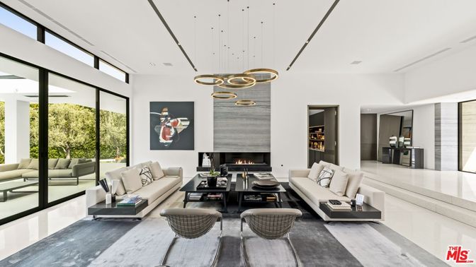 Fireplace, Interior, Living room, Pendant Lights
