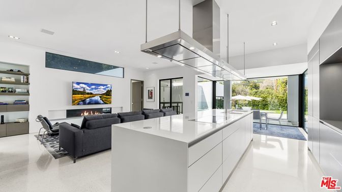 Fireplace, Interior, Kitchen, Living room, Pendant Lights, Recessed Lighting