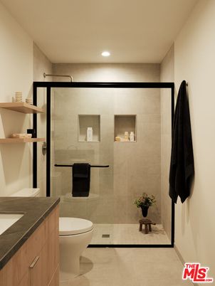 Bathroom, Glass Shower, Interior, Recessed Lighting