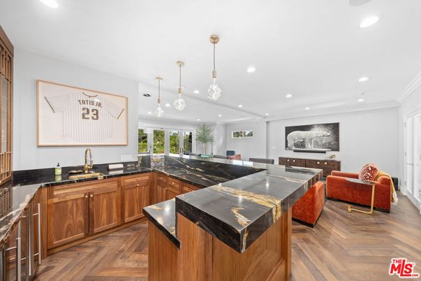 Interior, Kitchen, Pendant Lights, Recessed Lighting, Wood Texture Flooring