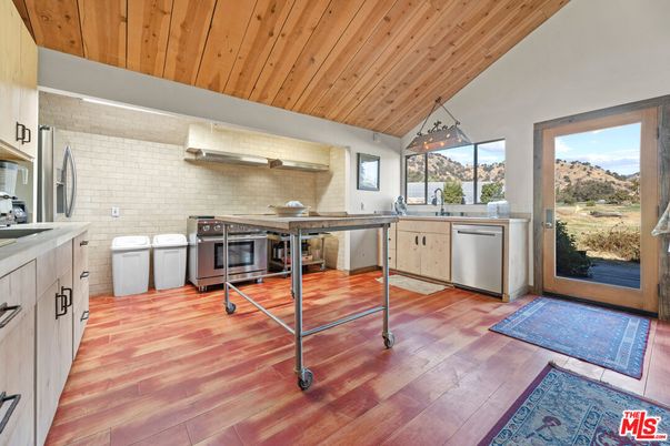 Interior, Kitchen, Stainless Steel Appliances, Wooden Ceilings, Wood Texture Flooring