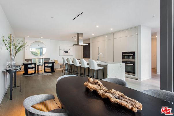 Dining room, Interior, Kitchen, Recessed Lighting, Stainless Steel Appliances, Wood Texture Flooring