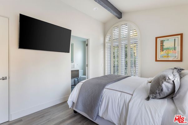 Bedroom, Interior, Recessed Lighting, Wooden Beams, Wood Texture Flooring