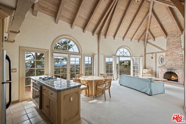 Dining room, Fireplace, Interior, Kitchen, Living room, Stone Walls, Wooden Beams, Wooden Ceilings