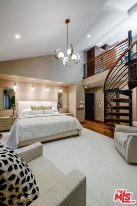 Bedroom, Interior, Pendant Lights, Recessed Lighting, Wood Texture Flooring