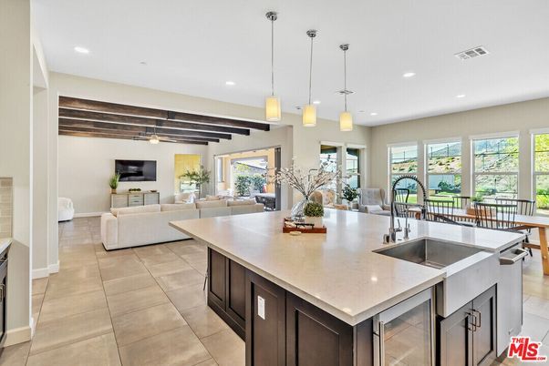 Dining room, Interior, Kitchen, Living room, Pendant Lights, Recessed Lighting, Wooden Beams