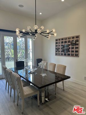 Dining room, Interior, Pendant Lights, Recessed Lighting, Wood Texture Flooring