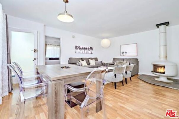 Dining room, Fireplace, Interior, Living room, Pendant Lights, Wood Texture Flooring