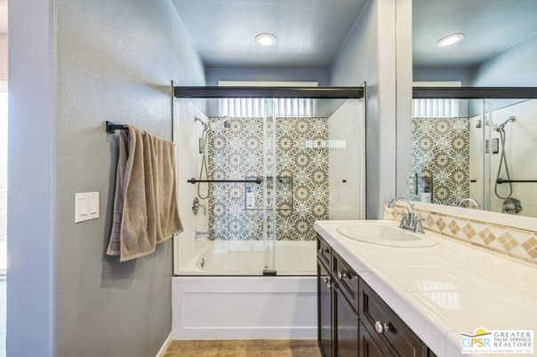 Bathroom, Glass Shower, Interior, Recessed Lighting, Tile Countertops