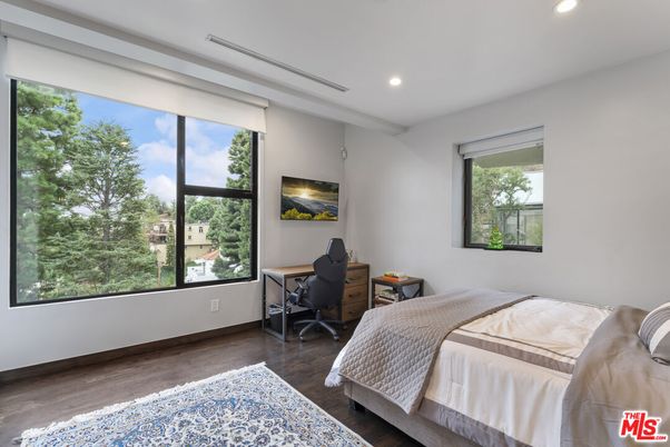 Bedroom, Home Office, Interior, Recessed Lighting, Wood Texture Flooring