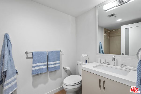 Bathroom, Interior, Recessed Lighting, Wood Texture Flooring