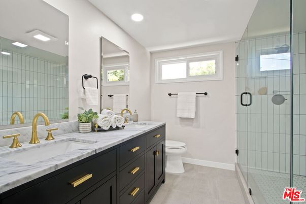 Bathroom, Dual Sink Vanities, Glass Shower, Interior, Recessed Lighting