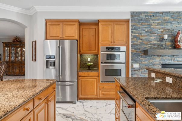 Interior, Kitchen, Marble, Stainless Steel Appliances, Stone Walls