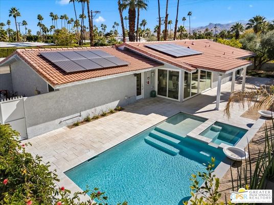 Exterior, Pool, Solar Panels