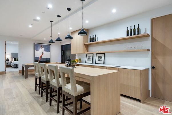 Billiard Table, Game Room, Interior, Kitchen, Pendant Lights, Recessed Lighting, Wood Texture Flooring