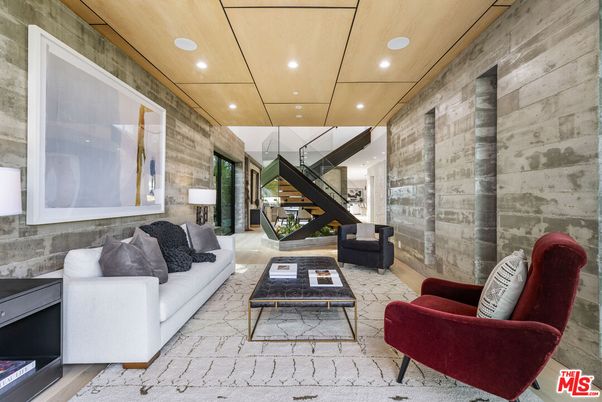 Interior, Living room, Recessed Lighting, Stone Walls, Wooden Ceilings, Wood Texture Flooring