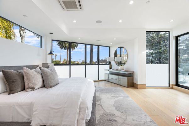 Bedroom, Interior, Pendant Lights, Recessed Lighting, Wood Texture Flooring