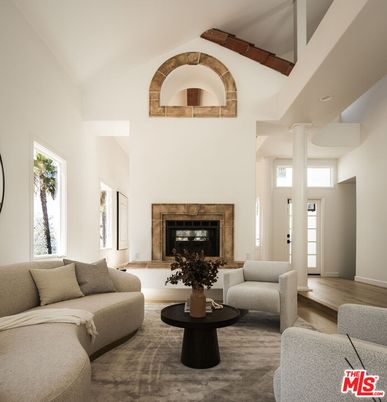 Fireplace, Interior, Living room, Wooden Beams, Wood Texture Flooring